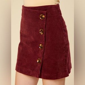 Altar’d State | Burgundy Corduroy Button Skirt | Lightly Worn | Size Large